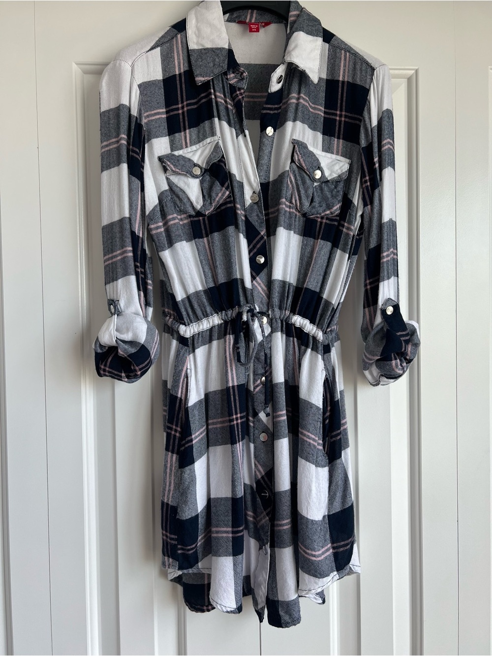 Guess Plaid Button Down Shirt Dress Size XS